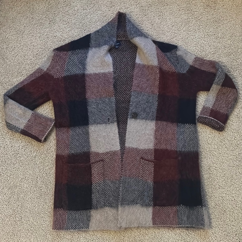 American Eagle Outfitters Buffalo Plaid Fleece Knit Cardigan
